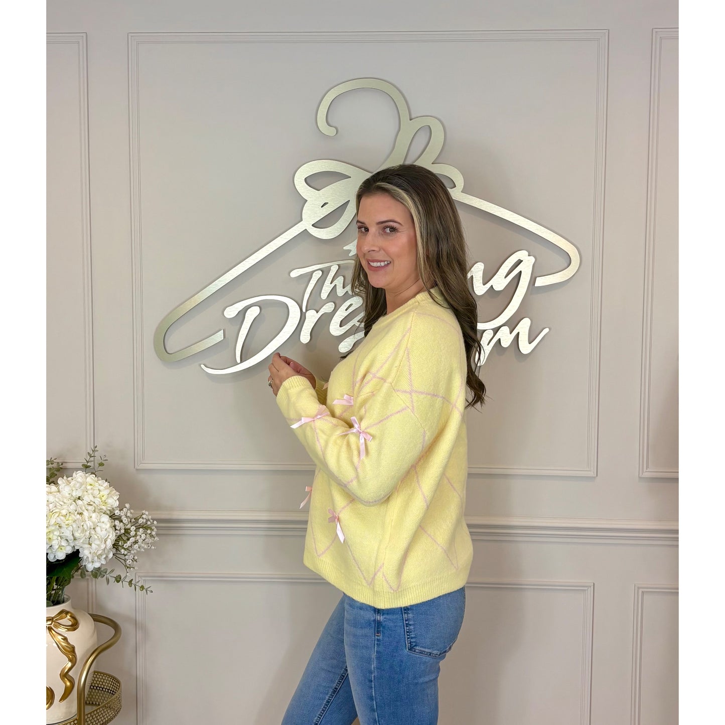 Long Sleeve Ribbon Jumper in Yellow