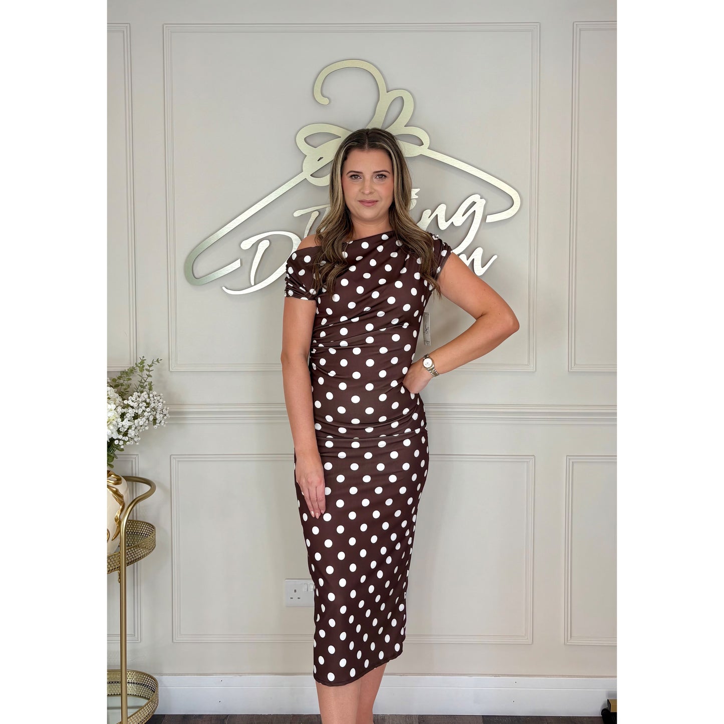 Polkadot Dress in Brown