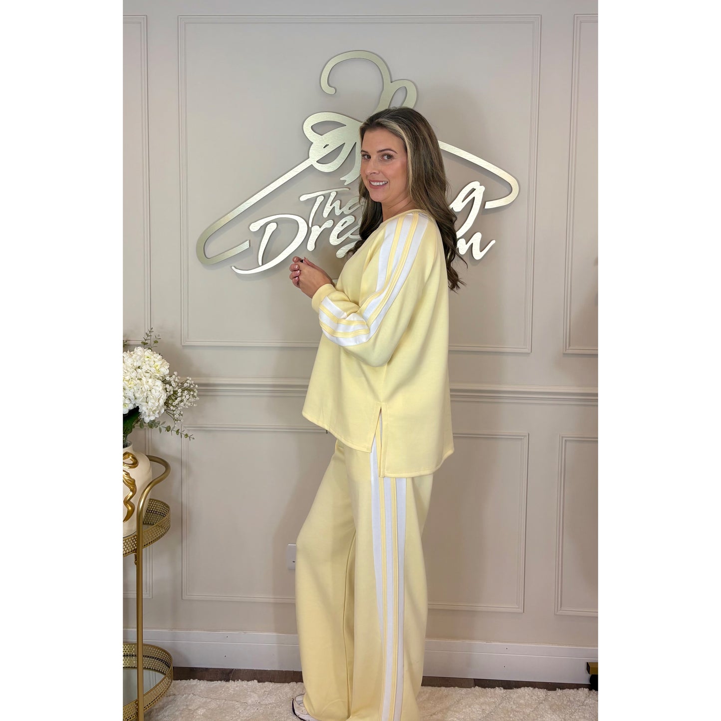 Striped Long Sleeve Loungesuit in Yellow
