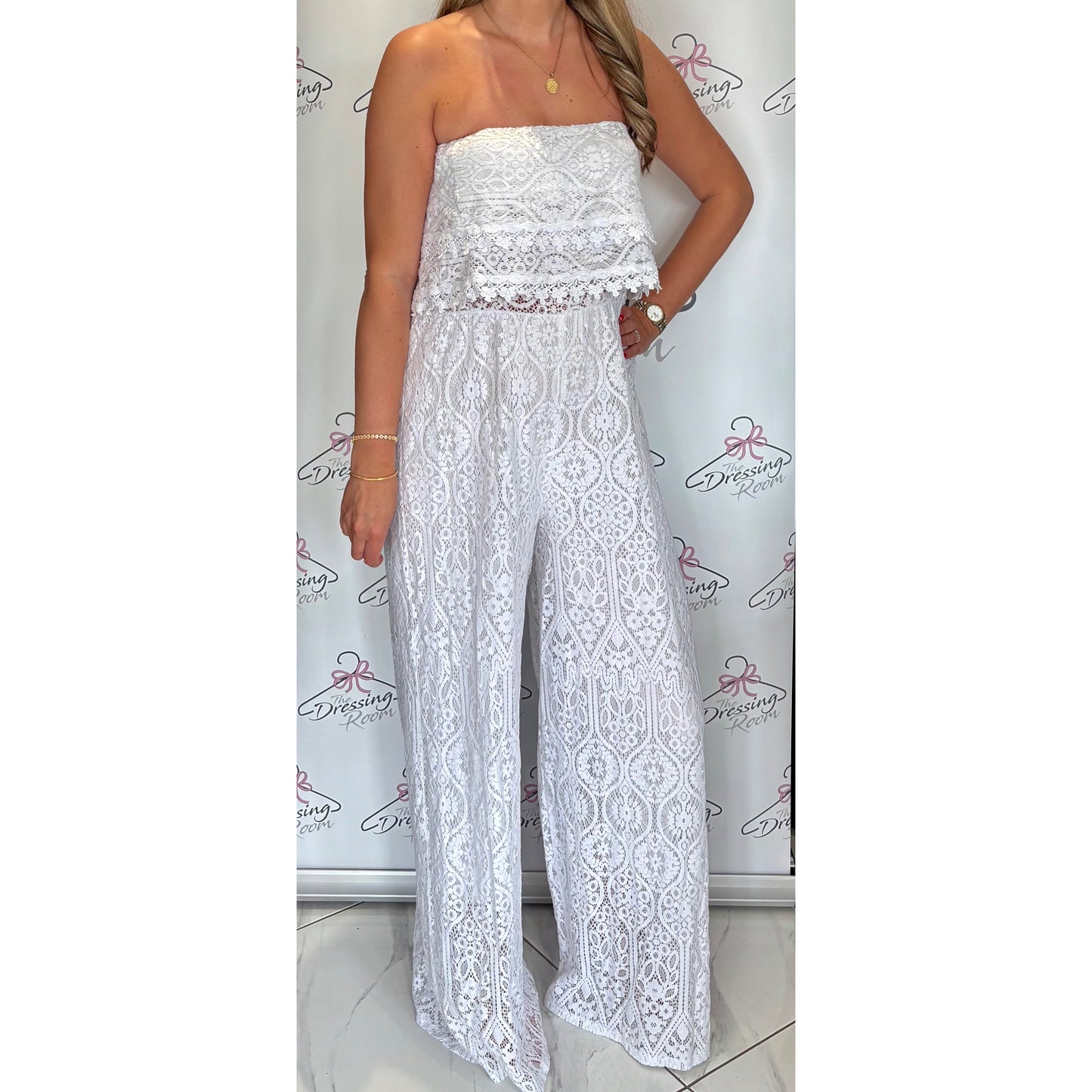 Lace Jumpsuit in White