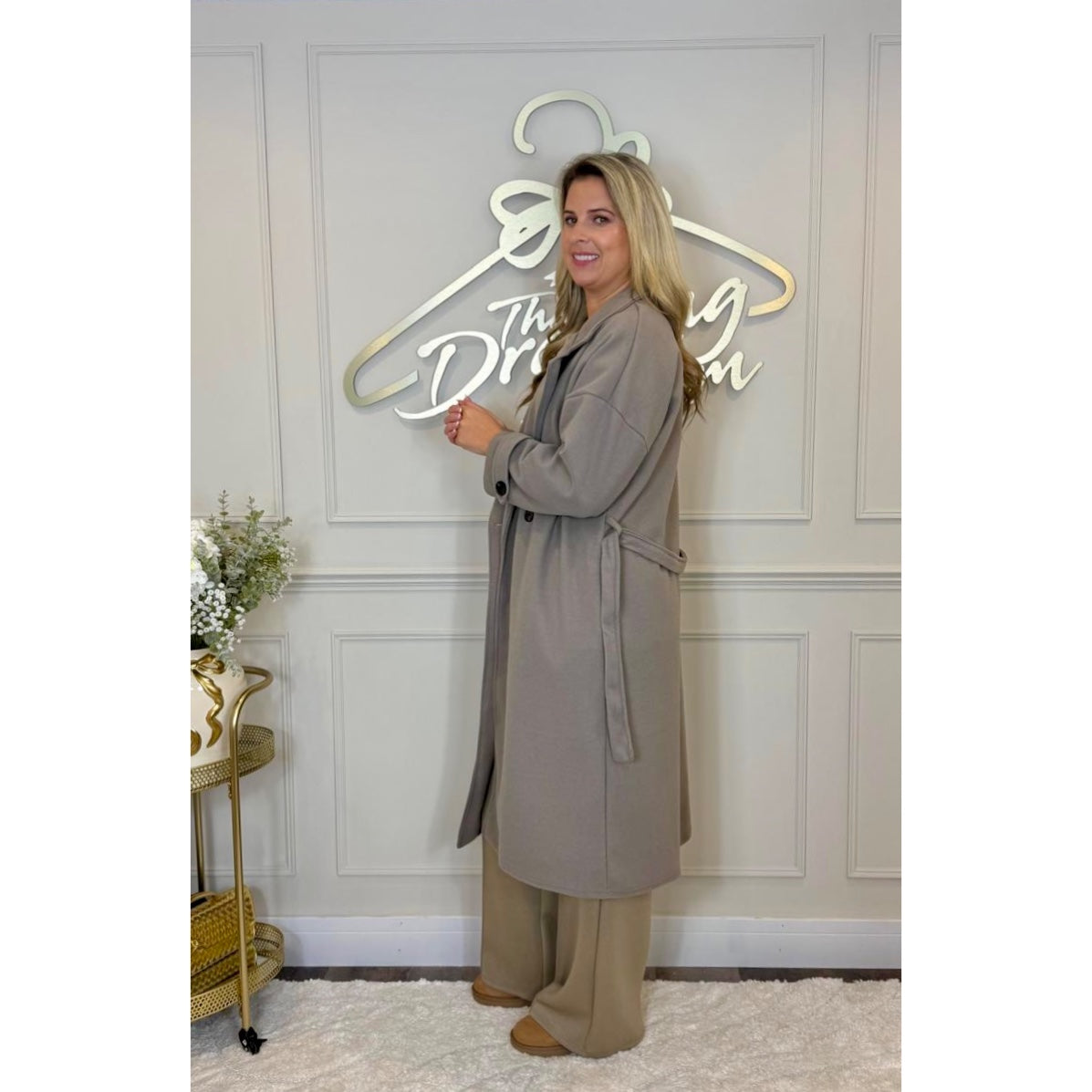 Belted Coat in Taupe