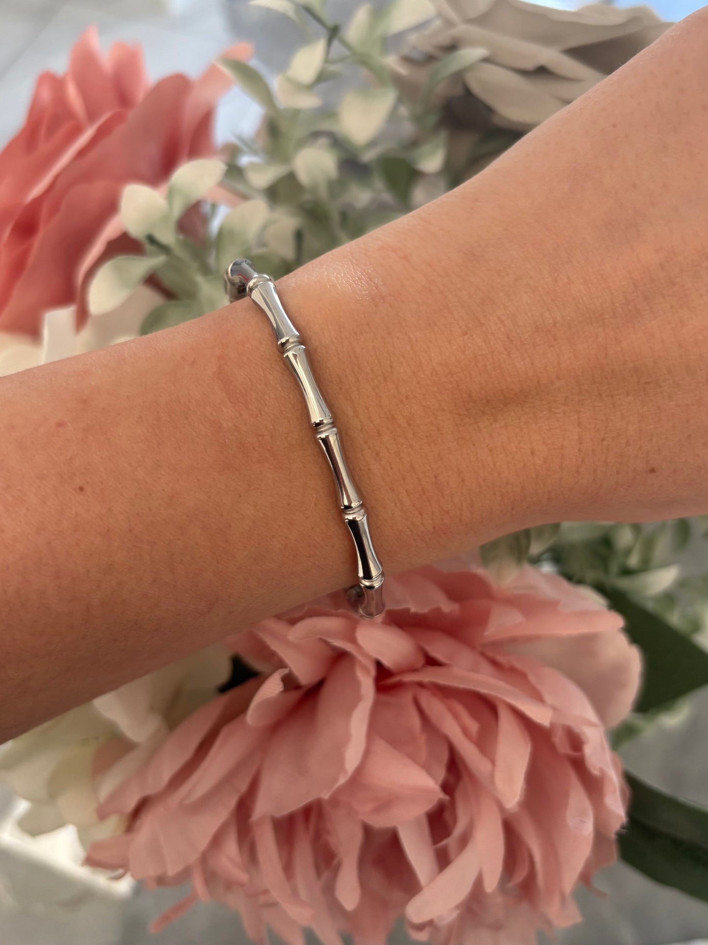 Bamboo Bangle in Silver