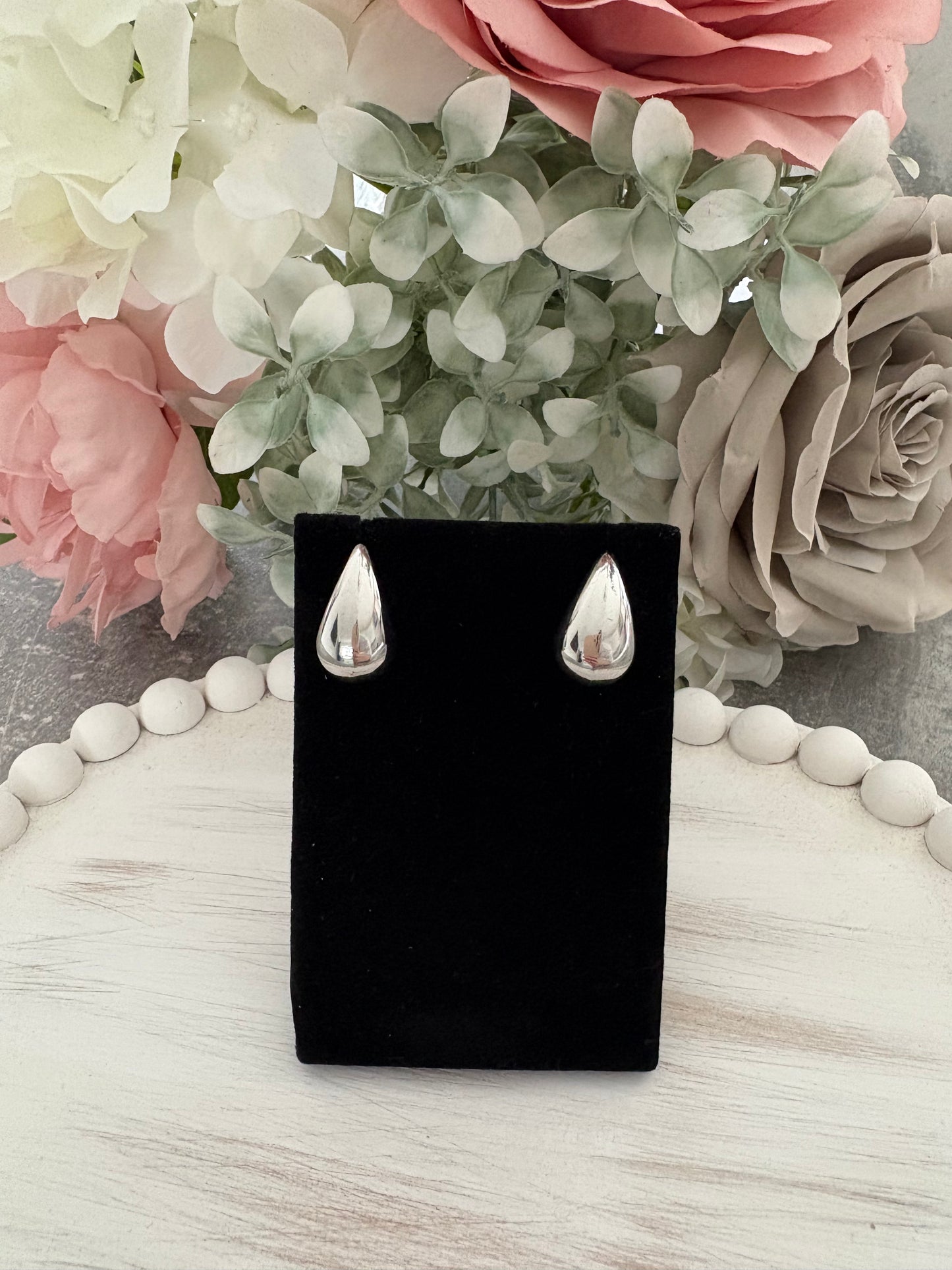Chunky Teardrop Earrings in Silver