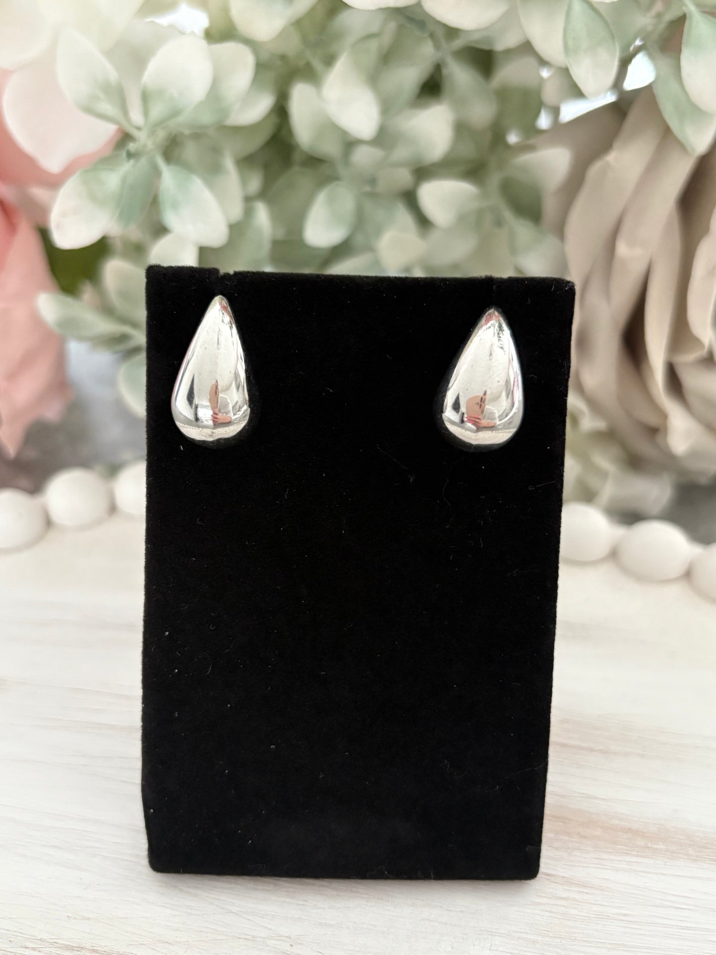 Chunky Teardrop Earrings in Silver