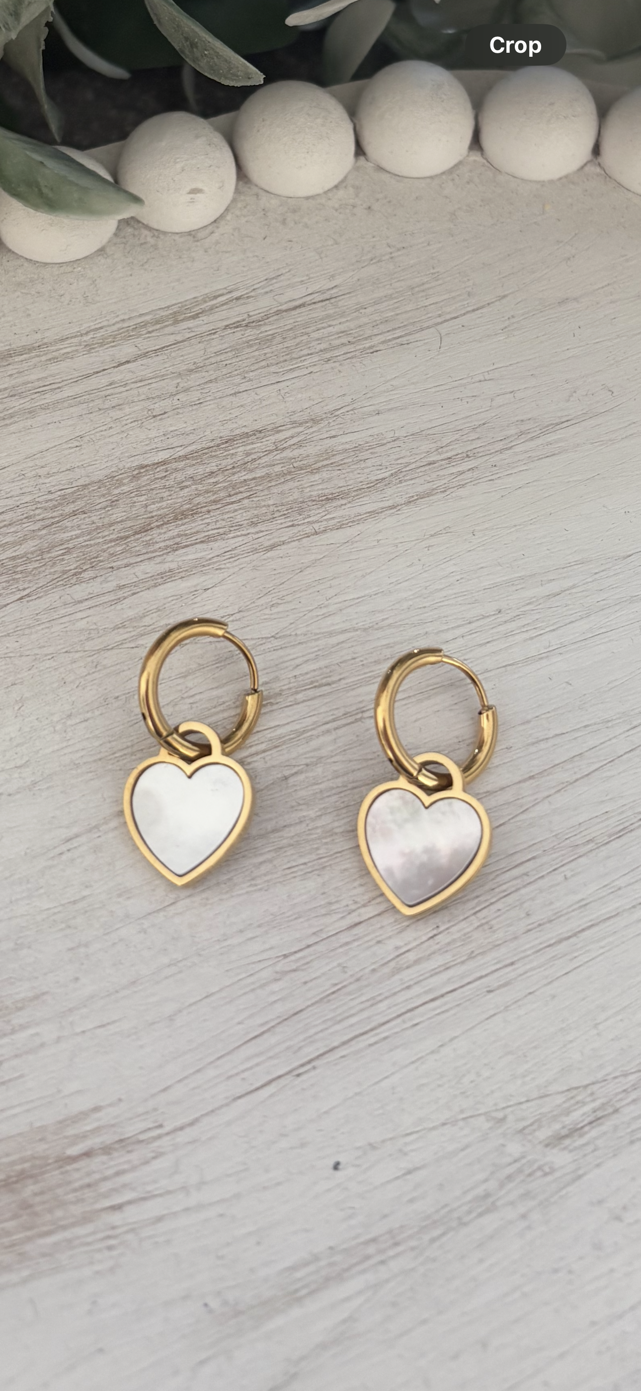 Pearl Love Heart Small Hoop Earrings in Gold