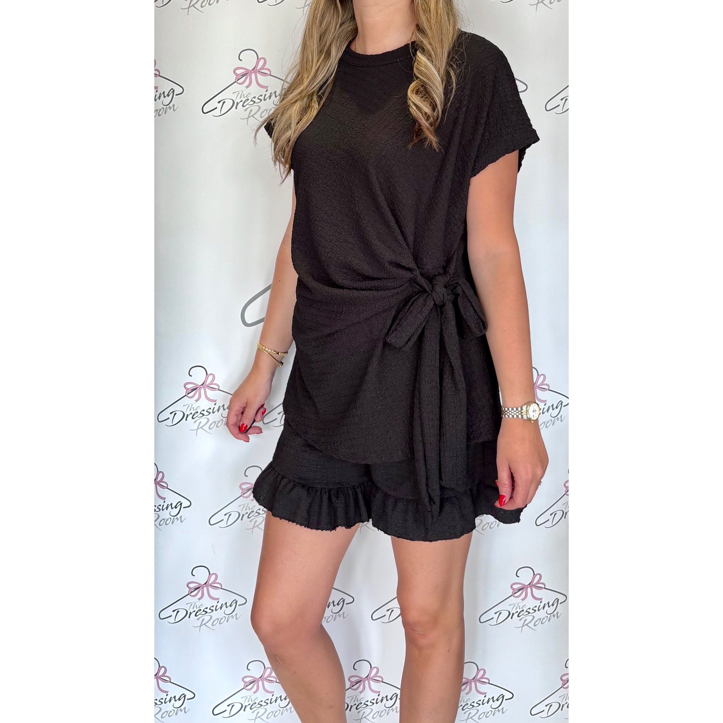 Knot Detail Short Set in Black