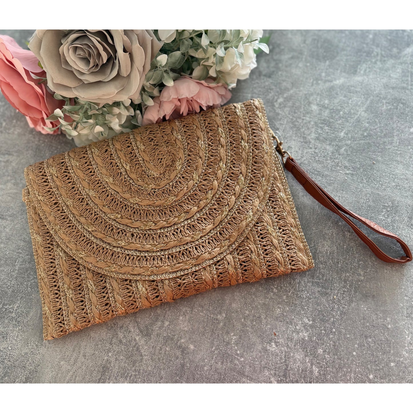 Gold Woven Clutch Bag