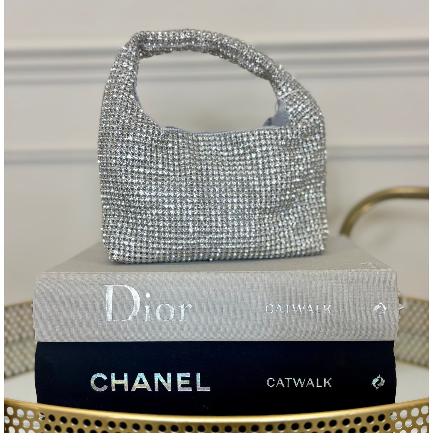 Silver Diamanté Slouch Bag