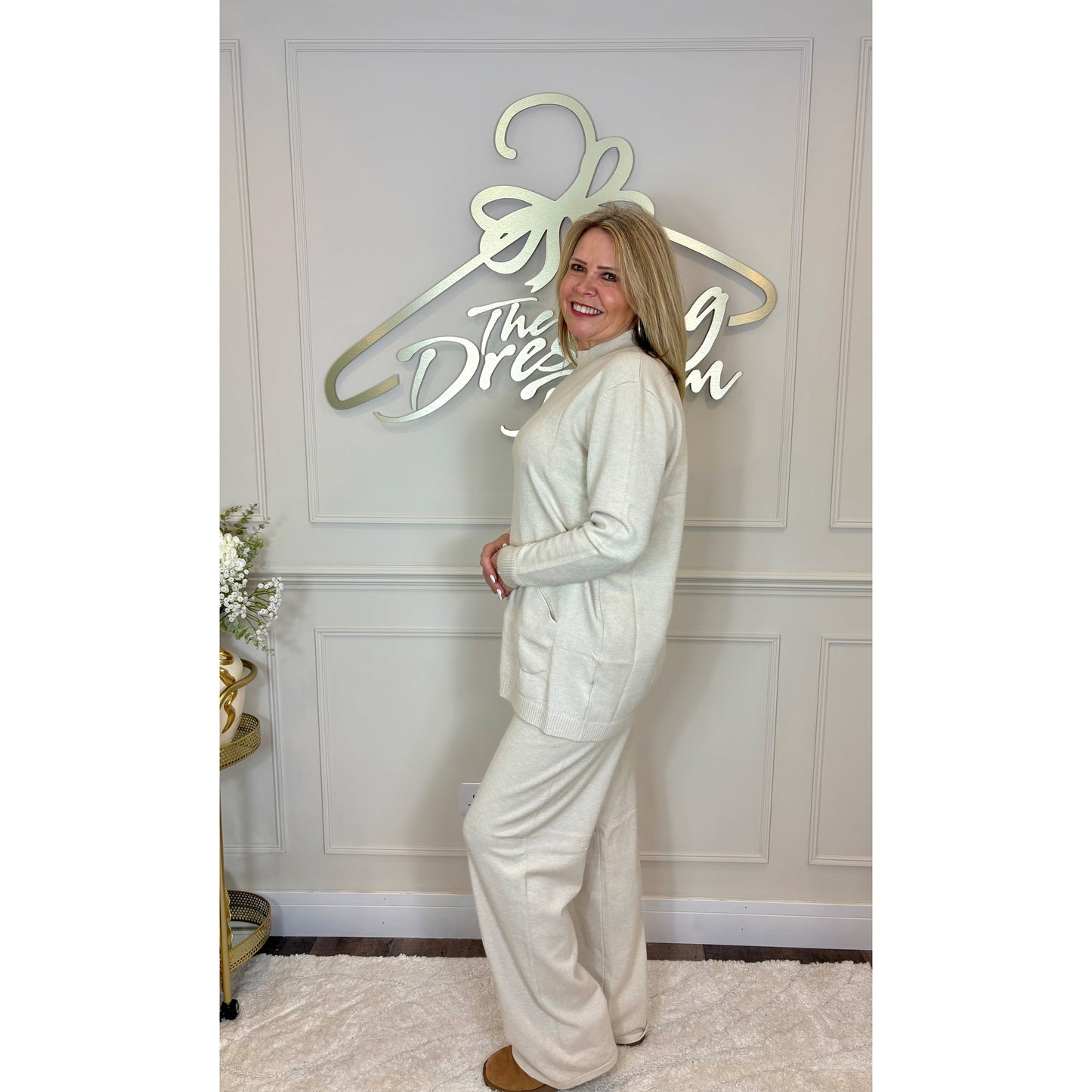 Turtle Neck Loungesuit in Cream
