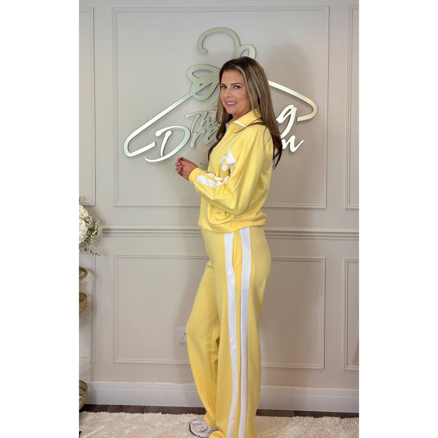 Zip Jacket Striped Loungesuit in Yellow