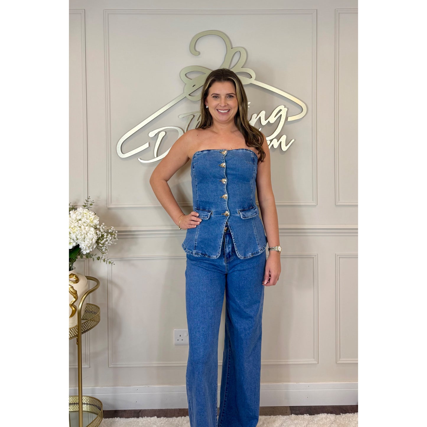 Denim Bandeau Top and Jeans Co-Ord