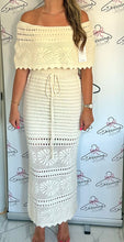 Load image into Gallery viewer, Bardot Crochet Dress in Cream