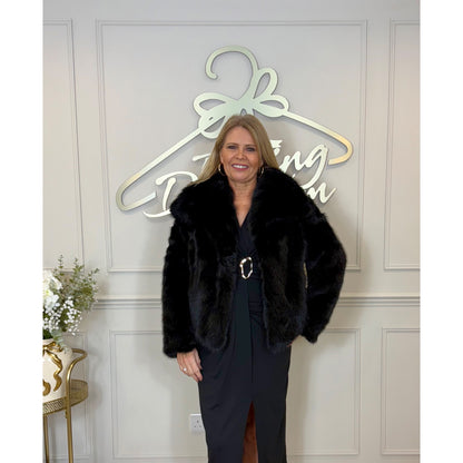 Faux Fur Jacket in Black