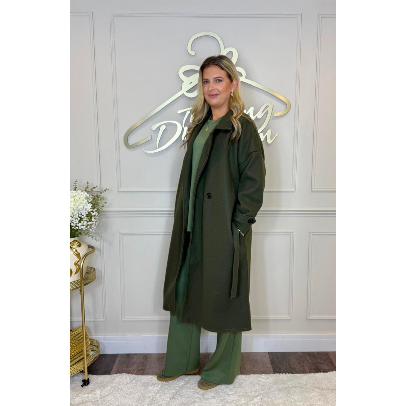 Belted Coat in Khaki