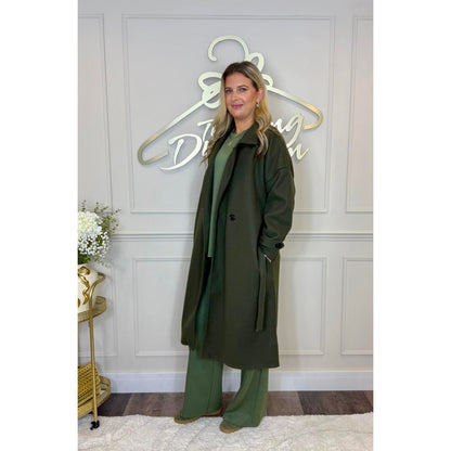 Belted Coat in Khaki