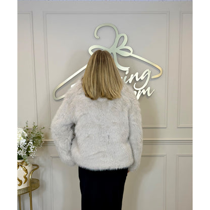 Faux Fur Jacket in Cream