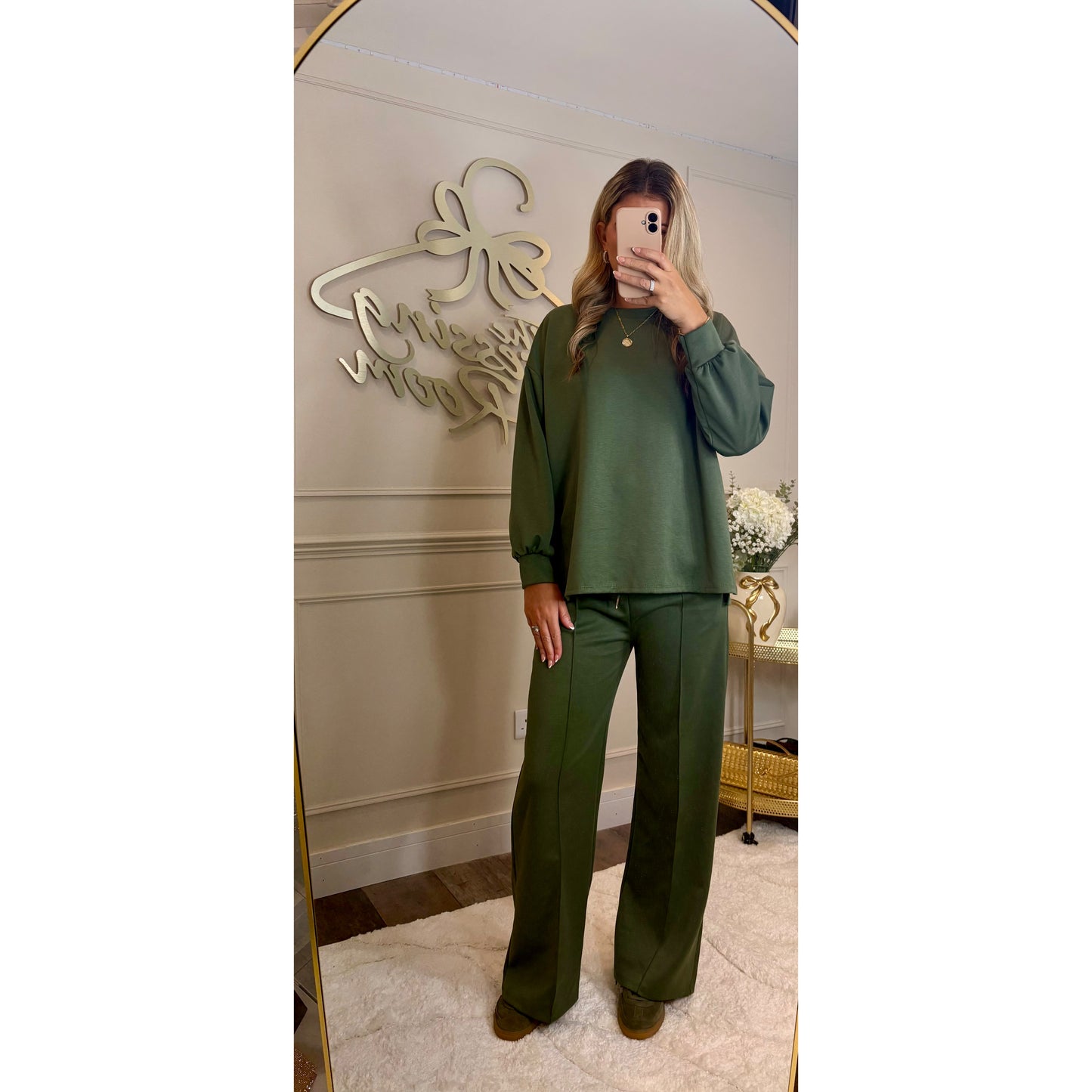 Simple Long Sleeve Loungesuit in Khaki