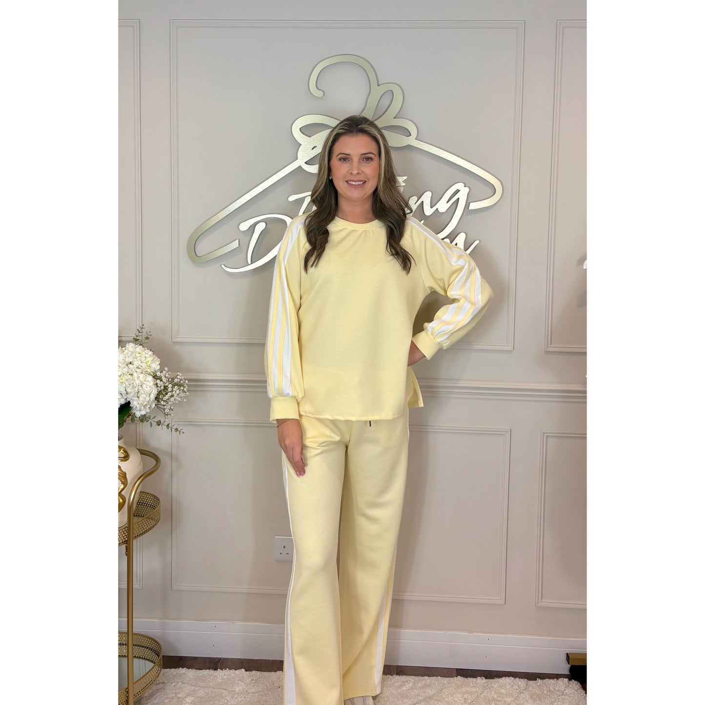 Striped Long Sleeve Loungesuit in Yellow