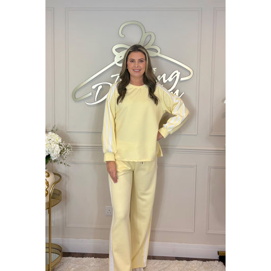 Striped Long Sleeve Loungesuit in Yellow