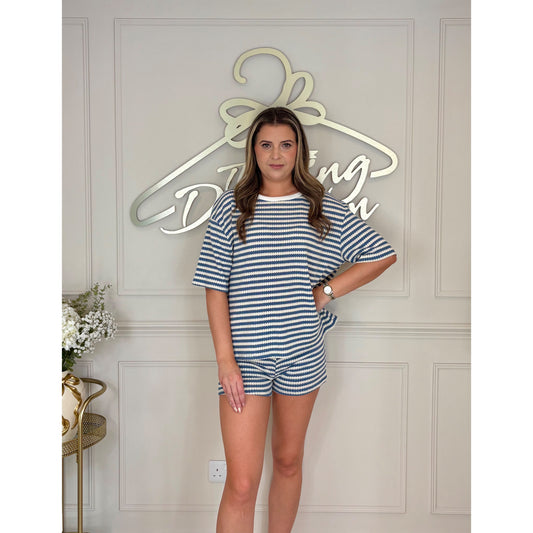 Striped Short Set in Blue