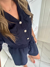 Load image into Gallery viewer, Gold Button Playsuit in Navy