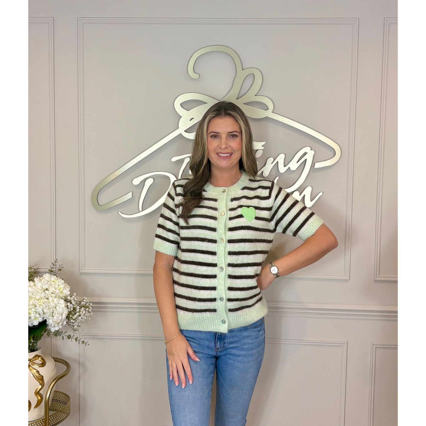 Mint Striped Mohair Cardigan
