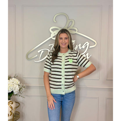 Mint Striped Mohair Cardigan