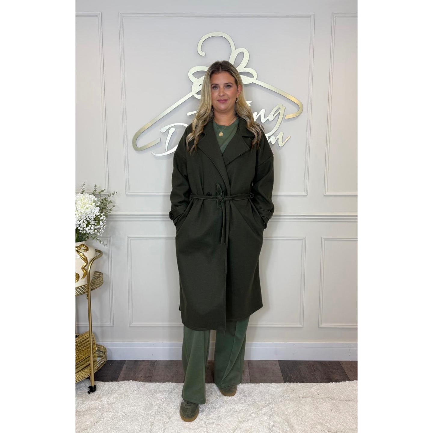 Belted Coat in Khaki