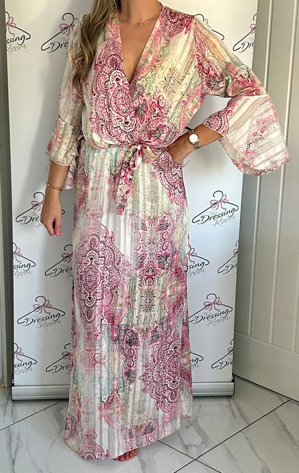 Printed Maxi Dress in Pink