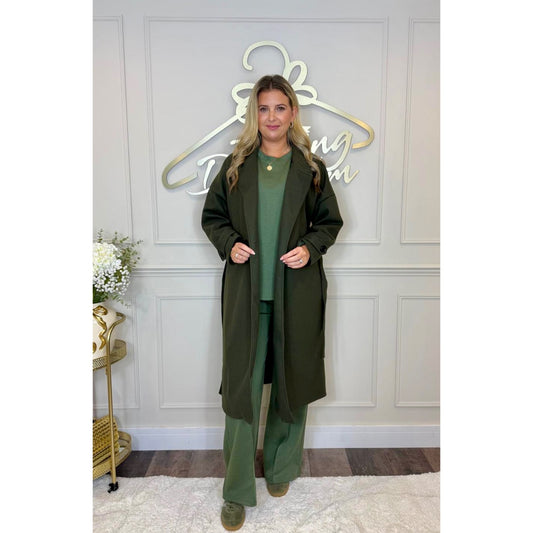 Belted Coat in Khaki
