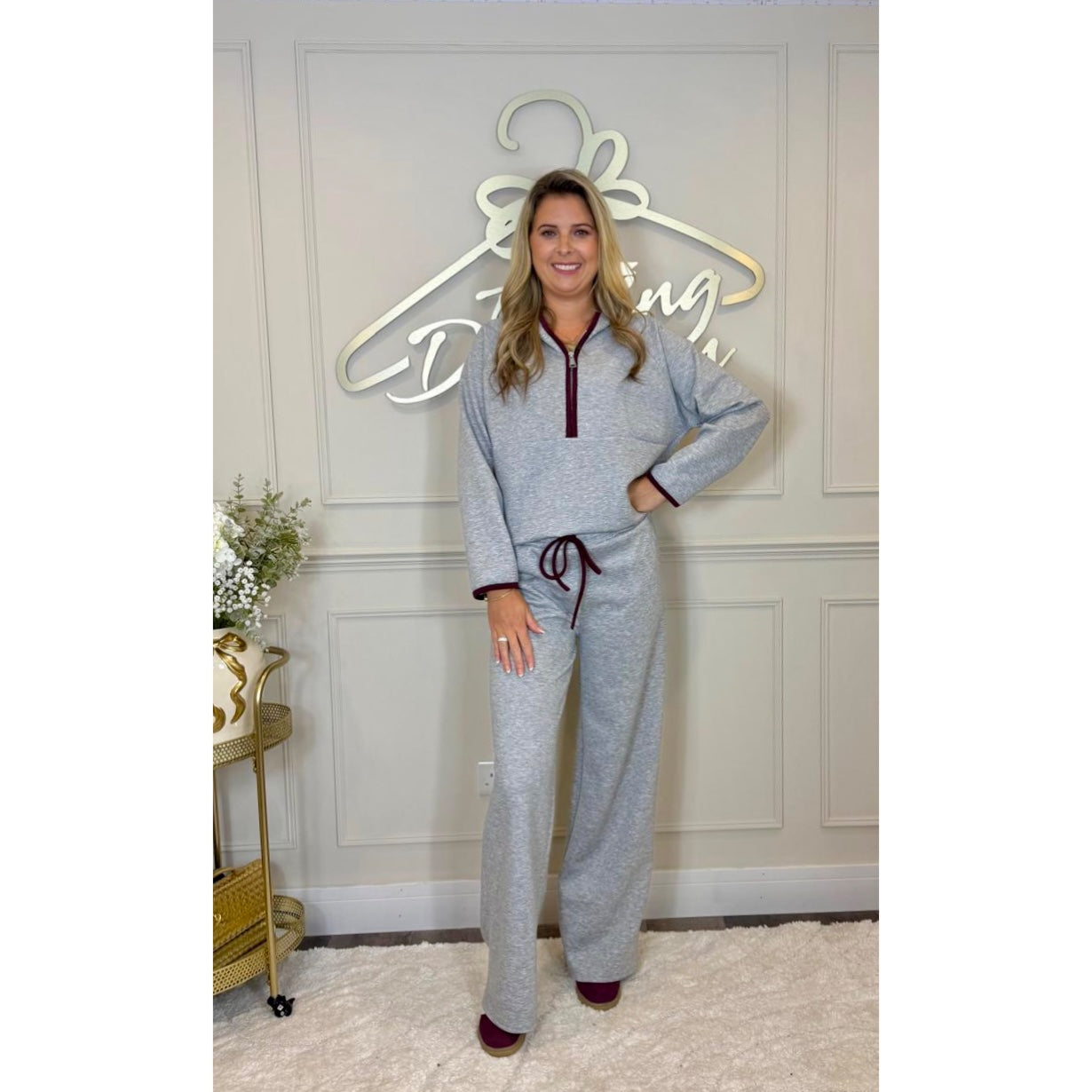 Hooded Half Zip Loungesuit in Grey