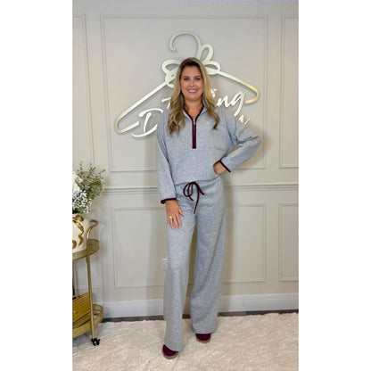 Hooded Half Zip Loungesuit in Grey