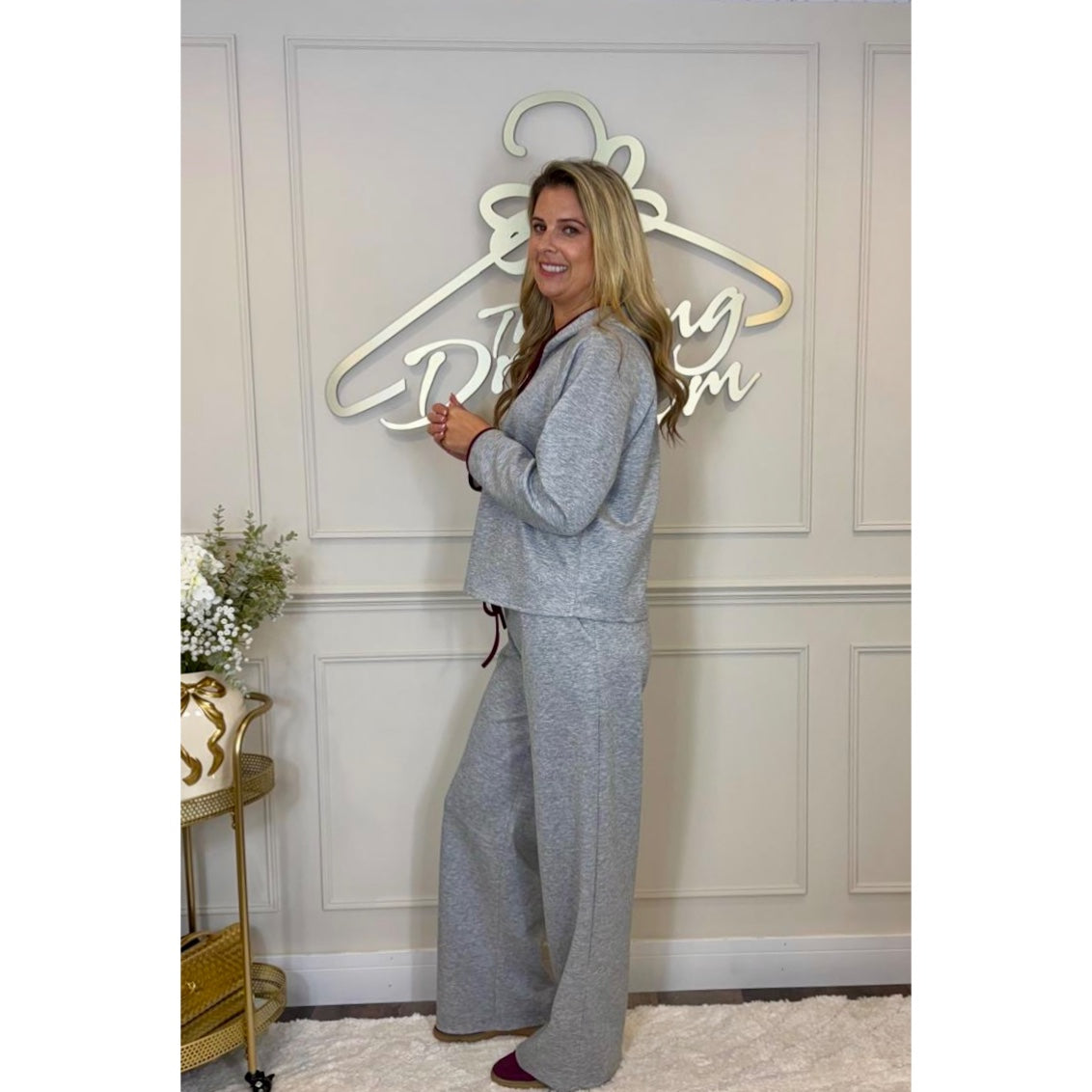Hooded Half Zip Loungesuit in Grey