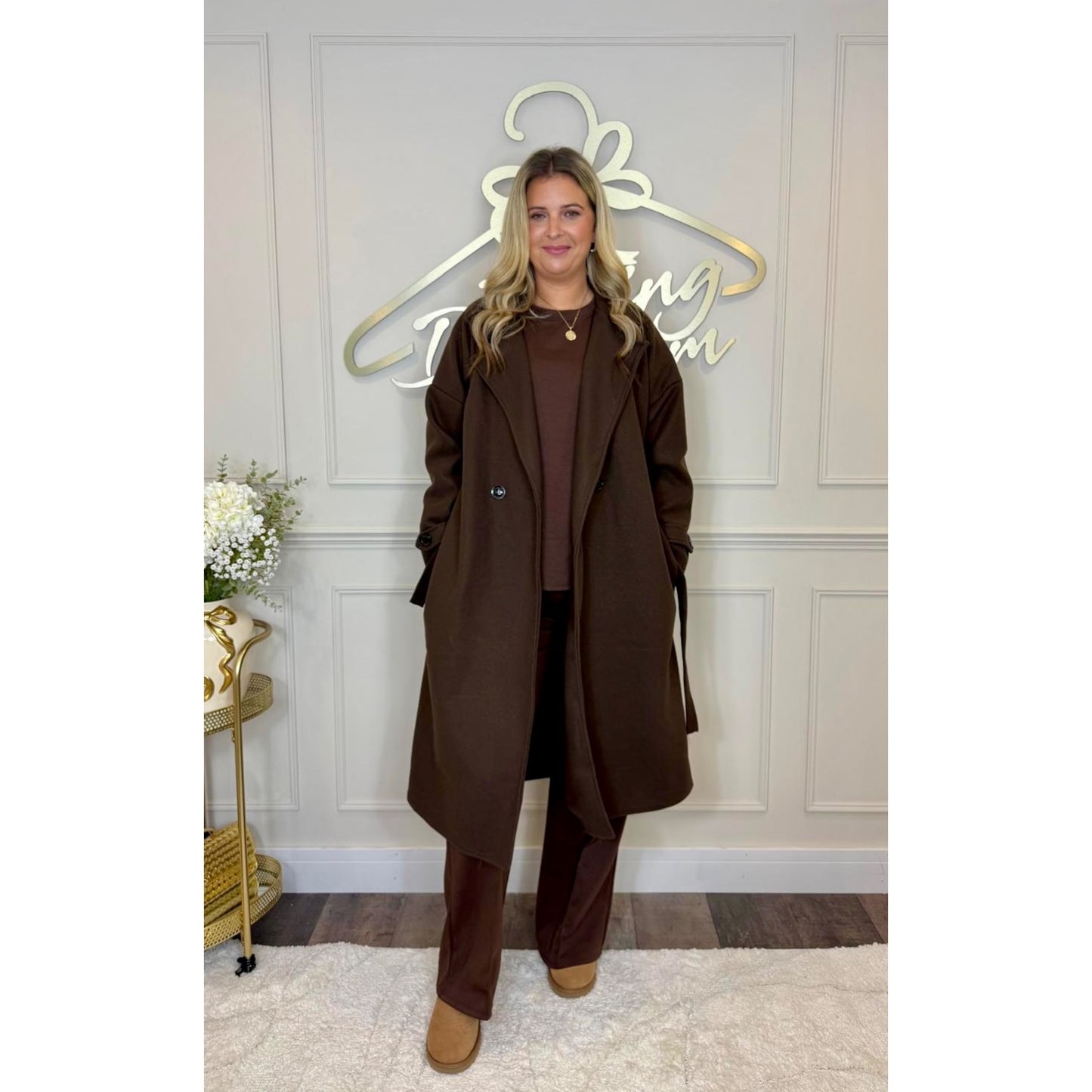 Belted Coat in Chocolate Brown