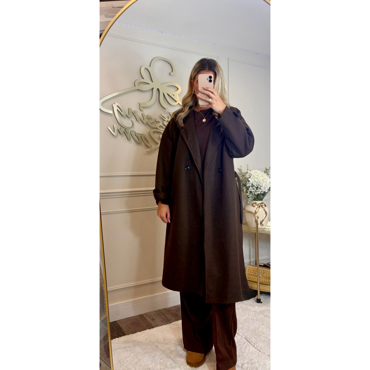 Simple Long Sleeve Loungesuit in Brown