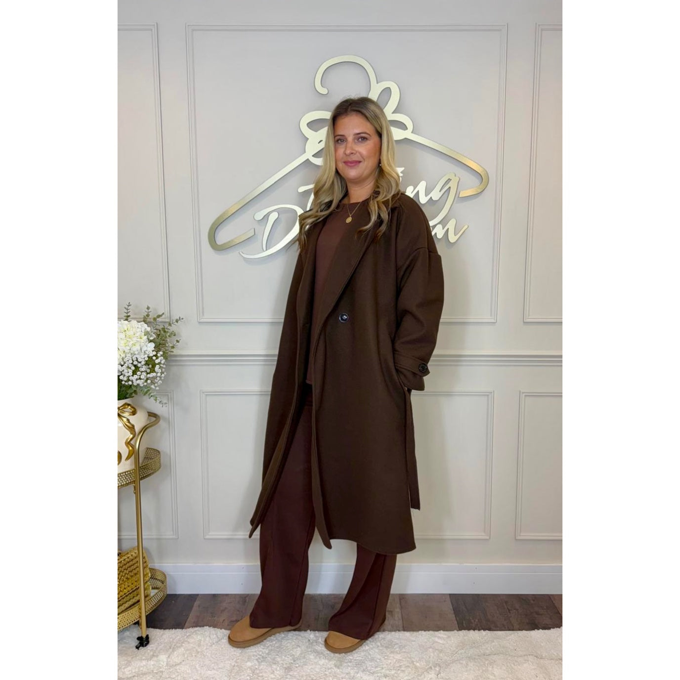 Belted Coat in Chocolate Brown