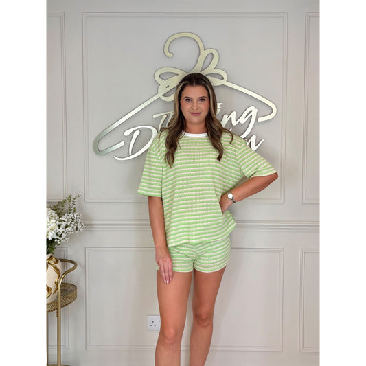 Striped Short Set in Green