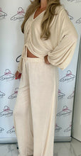 Load image into Gallery viewer, Ruched Front Top and Trouser Co-Ord in Cream