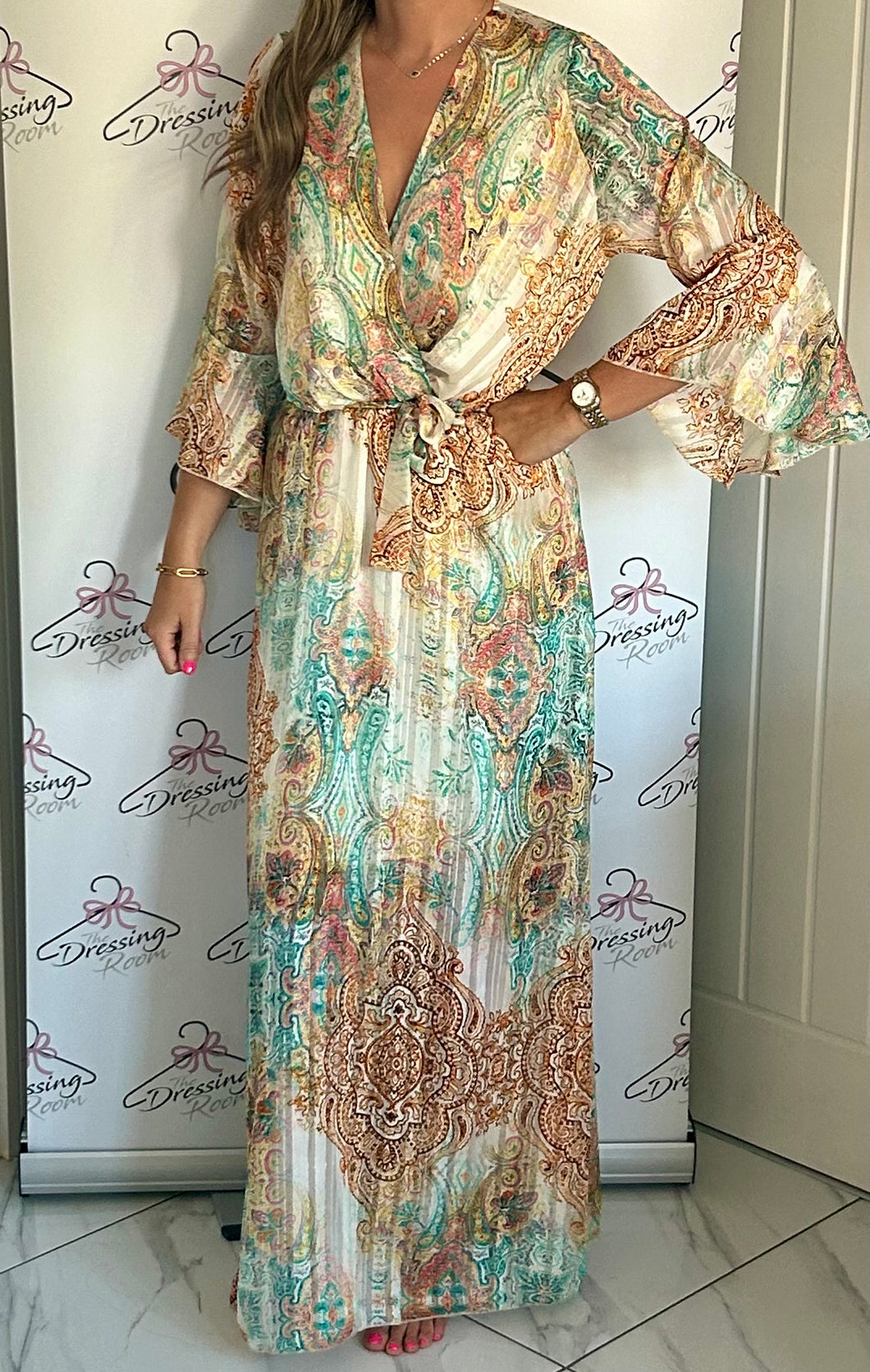 Printed Maxi Dress in Green