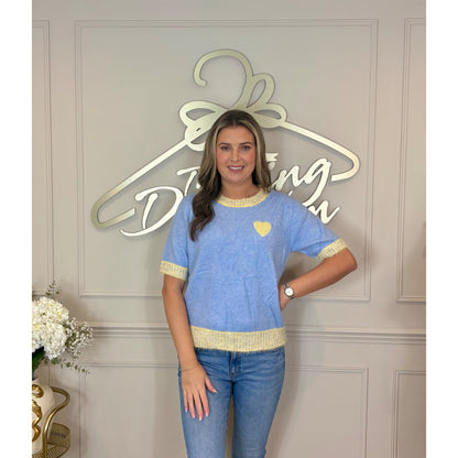 Blue Mohair Heart Jumper