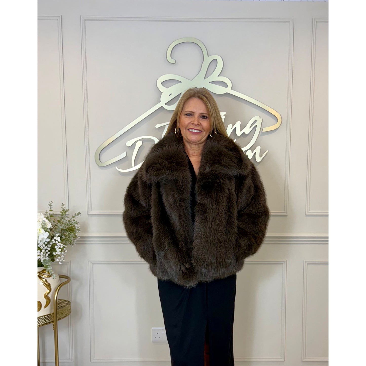 Faux Fur Jacket in Brown