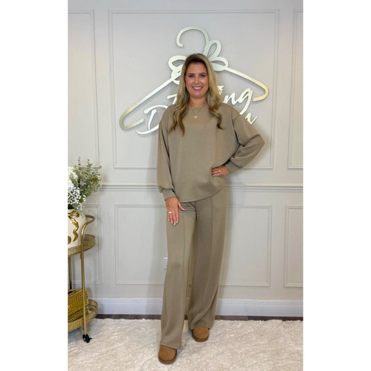 Simple Long Sleeve Loungesuit in Taupe