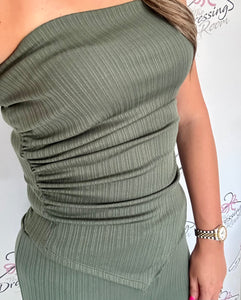 Khaki Bandeau Trouser Co-ord