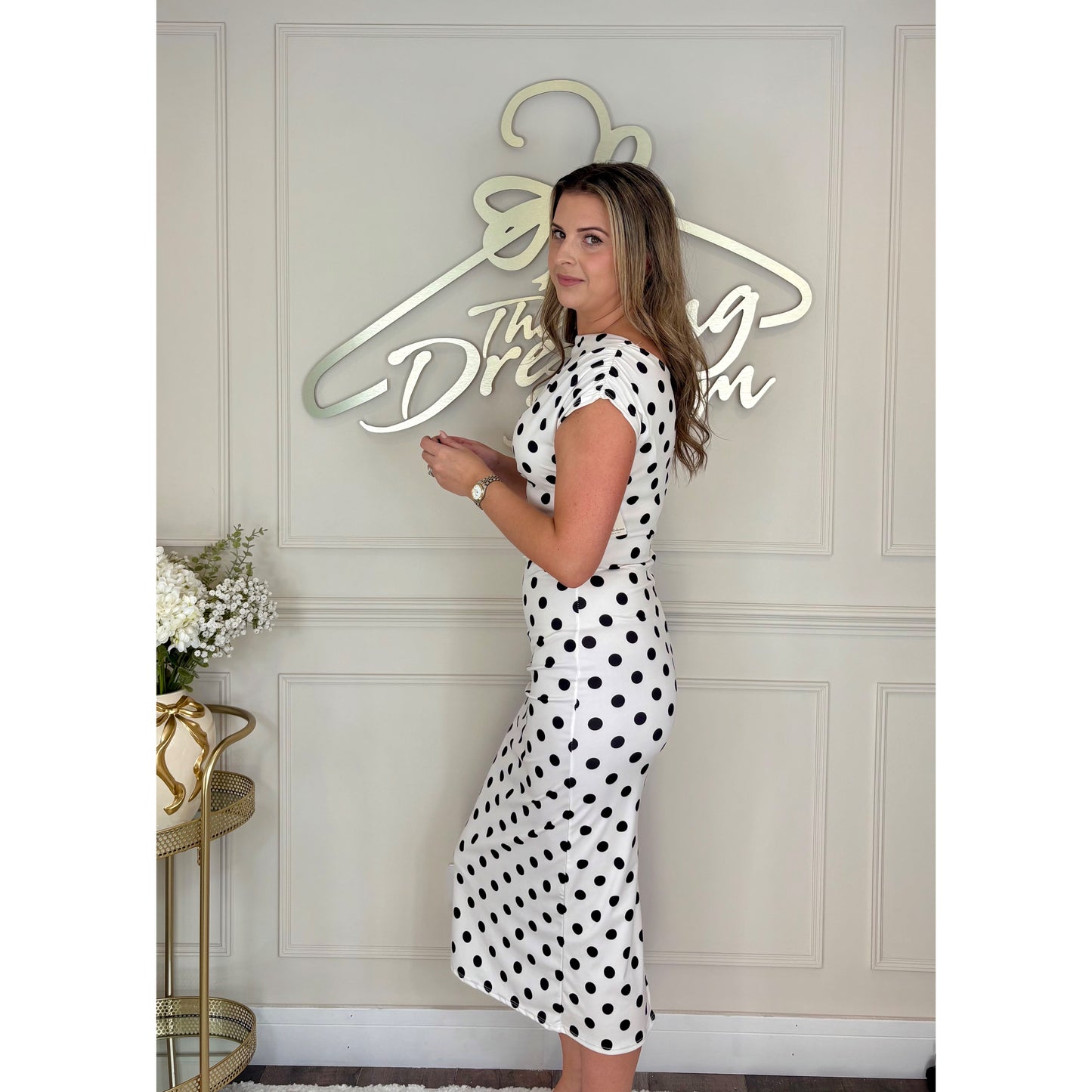 Polkadot Dress in White