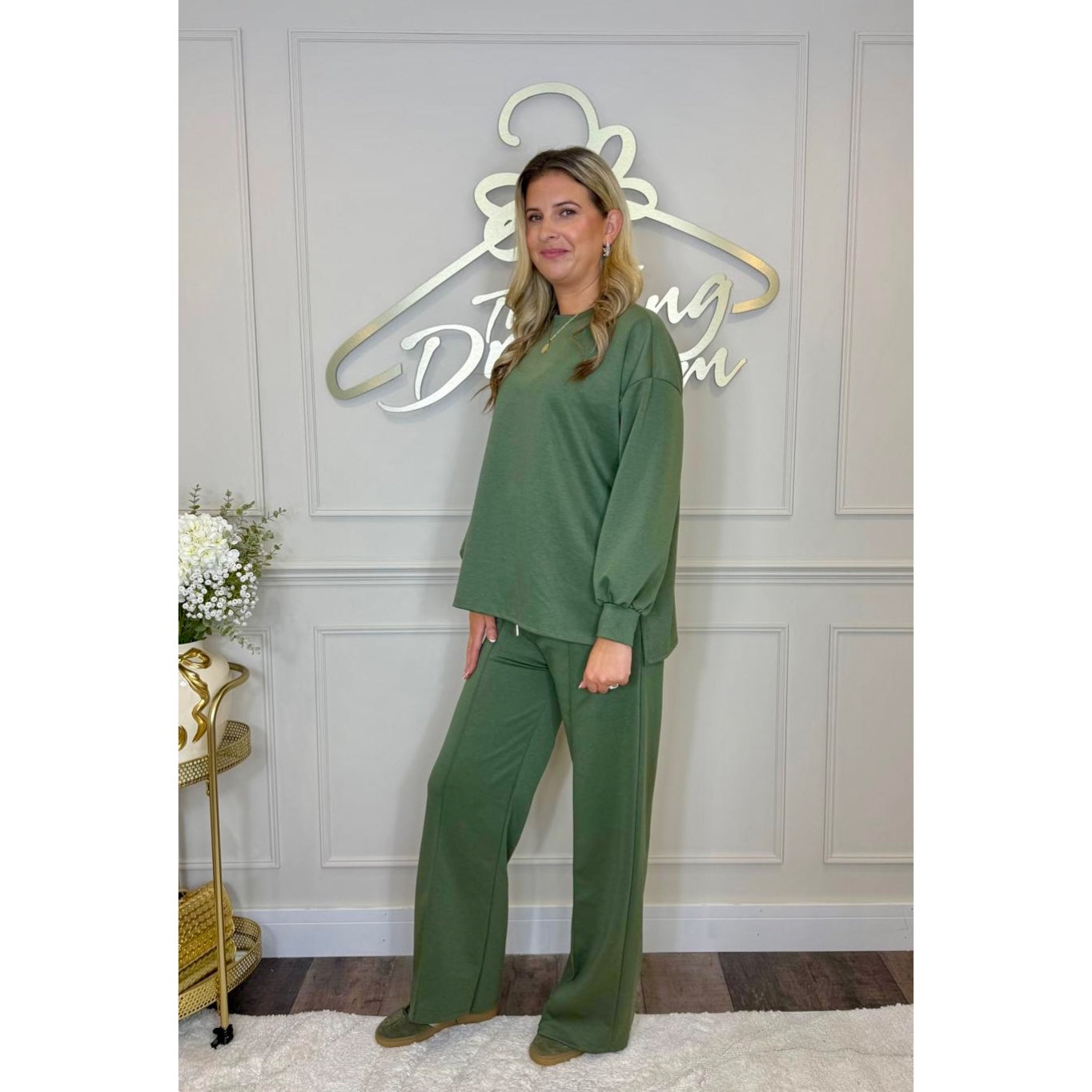 Simple Long Sleeve Loungesuit in Khaki