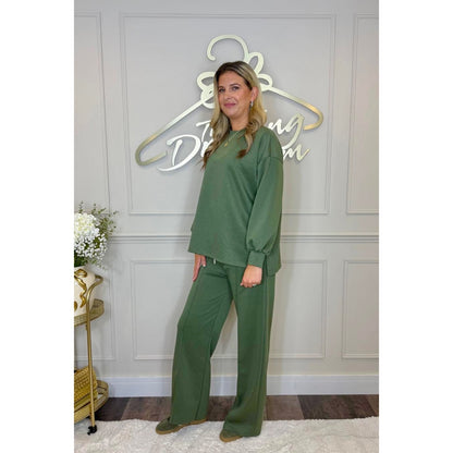 Simple Long Sleeve Loungesuit in Khaki