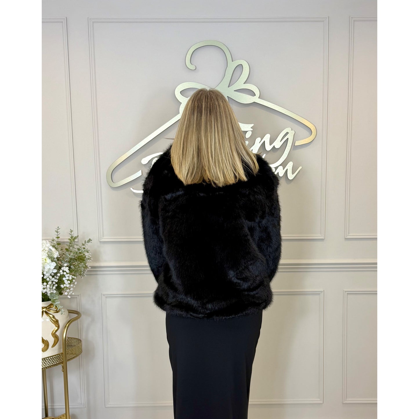 Faux Fur Jacket in Black