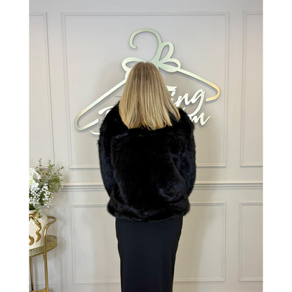 Faux Fur Jacket in Black