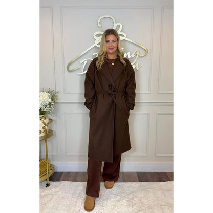 Belted Coat in Chocolate Brown