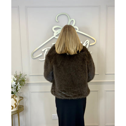 Faux Fur Jacket in Brown